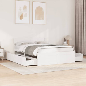 vidaXL Bedframe zonder matras massief grenenhout wit 140x190 cm