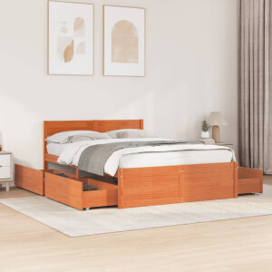 vidaXL Bedframe zonder matras massief grenenhout wasbruin 120x190 cm