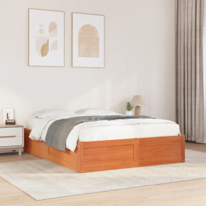 vidaXL Bedframe zonder matras massief grenenhout wasbruin 160x200 cm
