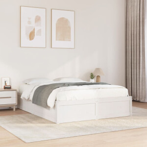 vidaXL Bedframe zonder matras massief grenenhout wit 150x200 cm