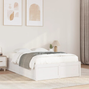 vidaXL Bedframe zonder matras massief grenenhout wit 135x190 cm