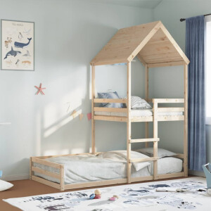 vidaXL Stapelbedframe zonder matras massief grenenhout 90x200 cm