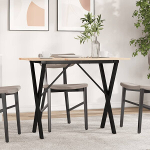 vidaXL Eettafel X-frame 100x50x75 cm massief grenenhout en staal