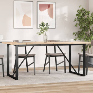 vidaXL Eettafel O-frame 180x90x75,5 cm massief grenenhout en staal