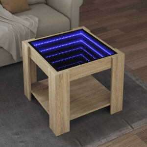 vidaXL Salontafel met LED 53x53x45 cm bewerkt hout sonoma eikenkleurig