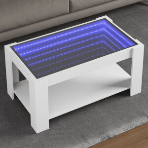 vidaXL Salontafel met LED 93x53x45 cm bewerkt hout wit