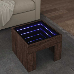 vidaXL Salontafel met Infinity LED 40x40x30 cm bruin eikenkleurig