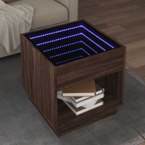 vidaXL Salontafel met Infinity LED 50x50x50 cm bruin eikenkleurig