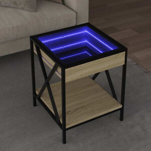 vidaXL Salontafel met Infinity LED 40x40x49 cm sonoma eikenkleurig