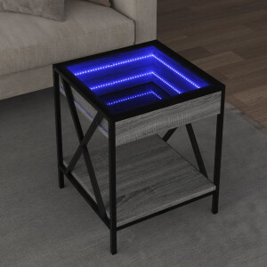 vidaXL Salontafel met Infinity LED 40x40x49 cm grijs sonoma eikenkleur