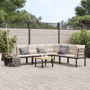 vidaXL 5-delige Loungeset met kussens gepoedercoat staal zwart