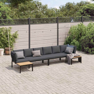 vidaXL 4-delige Loungeset met kussens aluminium zwart