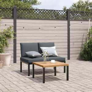 vidaXL 2-delige Loungeset met kussens aluminium zwart
