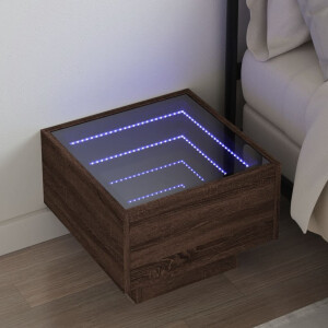 vidaXL Nachtkastje met Infinity LED 40x40x30 cm bruin eikenkleurig
