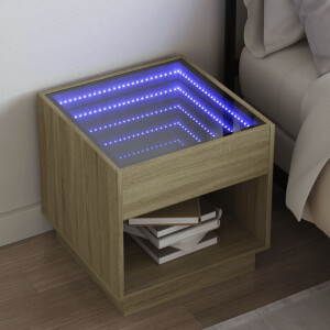 vidaXL Nachtkastje met Infinity LED 50x50x50 cm sonoma eikenkleurig