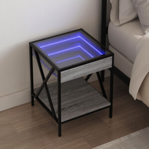 vidaXL Nachtkastje met Infinity LED 40x40x49 cm grijs sonoma eiken