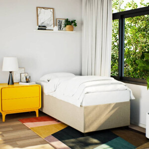 vidaXL Bedframe zonder matras 90x200 cm stof crèmekleurig