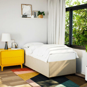 vidaXL Bedframe zonder matras 100x200 cm stof crèmekleurig