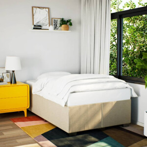 vidaXL Bedframe zonder matras 120x190 cm stof crèmekleurig