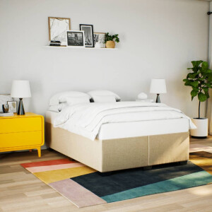 vidaXL Bedframe zonder matras stof crèmekleurig 140x190 cm