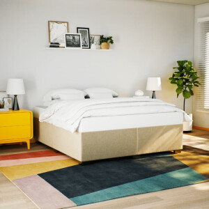 vidaXL Bedframe zonder matras stof crèmekleurig 180x200 cm