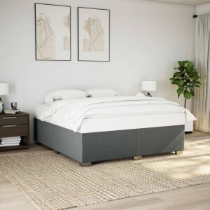 vidaXL Bedframe zonder matras stof donkergrijs 200x200 cm