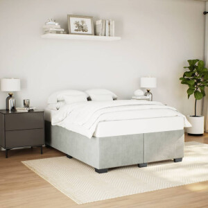 vidaXL Bedframe zonder matras 160x200 cm fluweel lichtgrijs