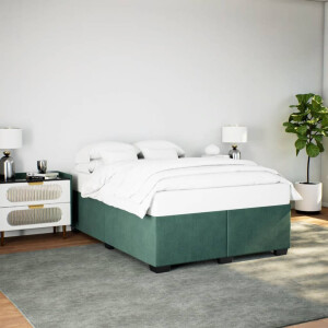 vidaXL Bedframe zonder matras 160x200 cm fluweel donkergroen