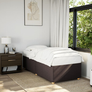 vidaXL Bedframe zonder matras 90x190 cm stof donkerbruin