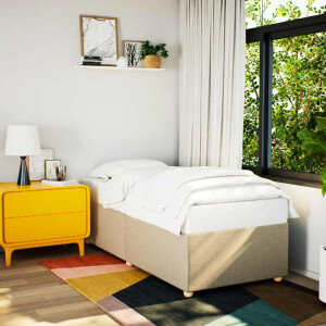 vidaXL Bedframe zonder matras 90x190 cm stof crèmekleurig