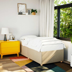 vidaXL Bedframe zonder matras 100x200 cm stof crèmekleurig