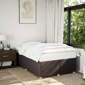vidaXL Bedframe zonder matras 120x190 cm stof donkerbruin