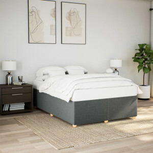 vidaXL Bedframe zonder matras stof donkergrijs 140x190 cm