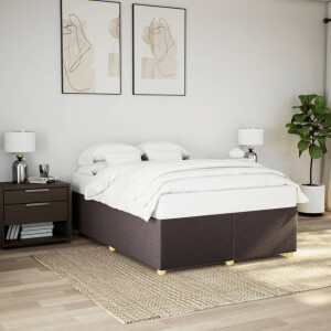 vidaXL Bedframe zonder matras stof donkerbruin 140x190 cm