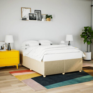 vidaXL Bedframe zonder matras stof crèmekleurig 140x190 cm