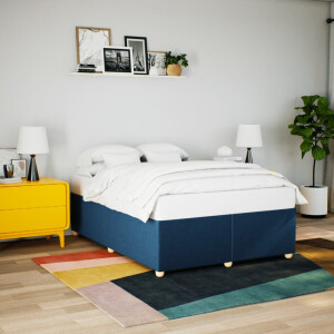 vidaXL Bedframe zonder matras stof blauw 140x190 cm