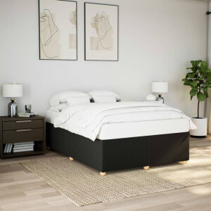 vidaXL Bedframe zonder matras stof zwart 160x200 cm