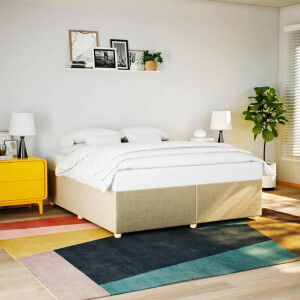 vidaXL Bedframe zonder matras stof crèmekleurig 180x200 cm