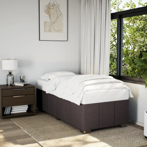 vidaXL Bedframe zonder matras 90x200 cm stof donkerbruin