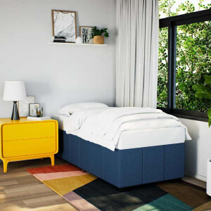 vidaXL Bedframe zonder matras 100x200 cm stof blauw