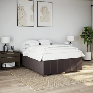 vidaXL Bedframe zonder matras stof donkerbruin 140x190 cm