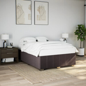 vidaXL Bedframe zonder matras stof donkerbruin 160x200 cm
