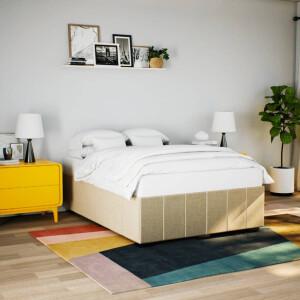 vidaXL Bedframe zonder matras stof crèmekleurig 160x200 cm