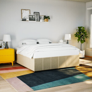 vidaXL Bedframe zonder matras stof crèmekleurig 180x200 cm