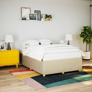 vidaXL Bedframe zonder matras stof crèmekleurig 140x200 cm