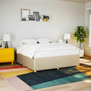 vidaXL Bedframe zonder matras stof crèmekleurig 180x200 cm