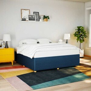 vidaXL Bedframe zonder matras stof blauw 200x200 cm