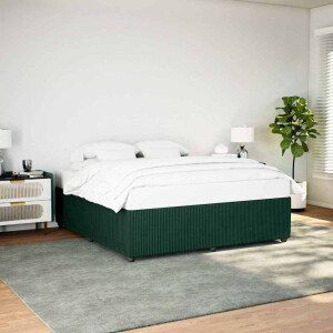 vidaXL Bedframe zonder matras 200x200 cm fluweel donkergroen