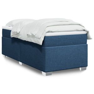 vidaXL Boxspring met matras stof blauw 90x190 cm