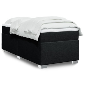 vidaXL Boxspring met matras stof zwart 90x200 cm